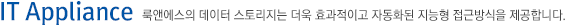 IT Appliance 룩앤에스의 데이터 스토리지는 더욱 효과적이고
    자동화된 지능형 접근방식을 제공합니다.